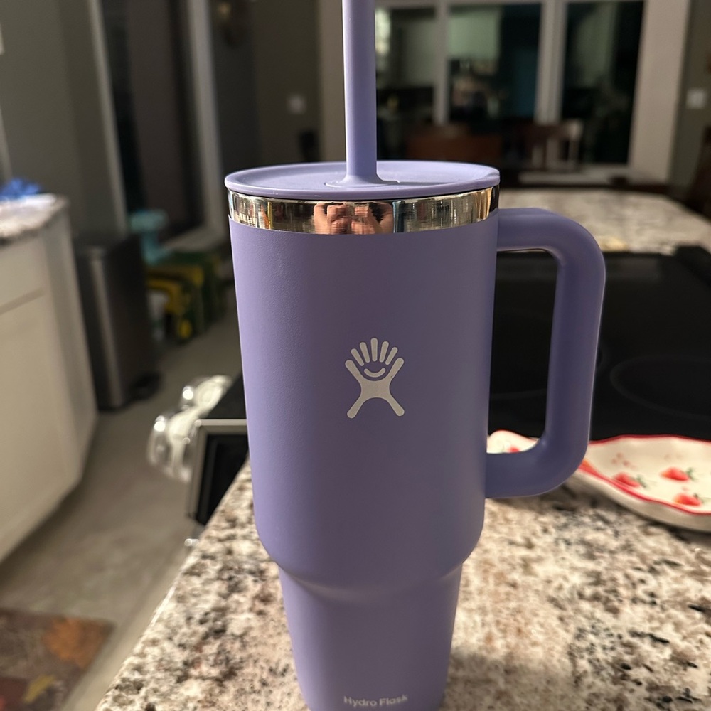 Hydro Flask Purple Insulated Tumbler with Handle and Straw